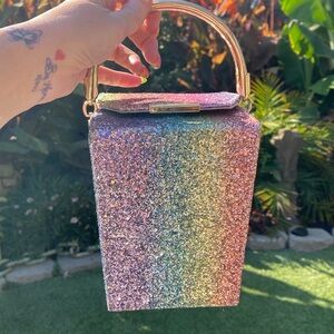 Rainbow Glitter box purse